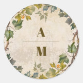 Boho Herfst Wilde Bloem Botanische Trouw  Ronde Sticker (Voorkant)