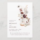 Boho Herfst Wilde Bloem Pompoen Trouwdag Programmakaart (Voorkant)