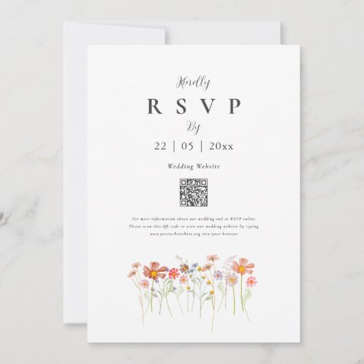 Boho Herfst Wilde Bloem QR Code Kaart (Achterkant)