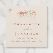 Boho Herfst Wilde Bloem Tan Beige Terracotta Bruil Bedankjes Labels (Voorkant)