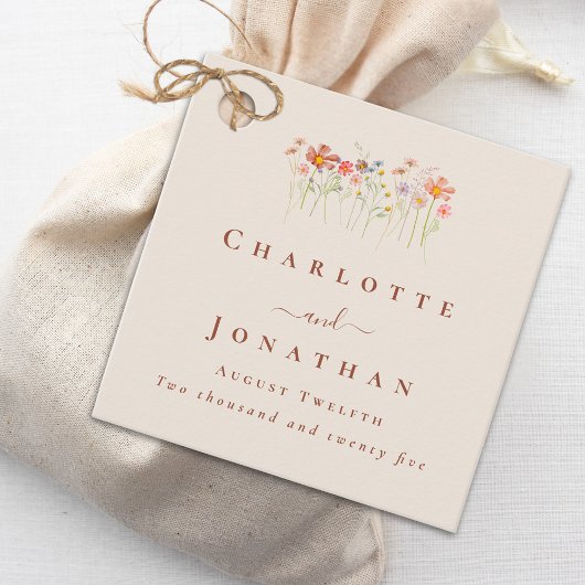 Boho Herfst Wilde Bloem Tan Beige Terracotta Bruil Bedankjes Labels