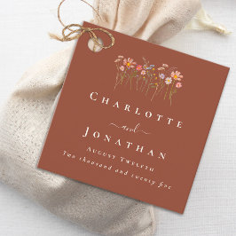 Boho Herfst Wilde Bloem Terracotta Huwelijk op Maa Bedankjes Labels