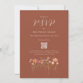 Boho Herfst Wilde Bloem Terracotta QR Code Kaart (Achterkant)
