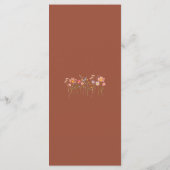 Boho Herfst Wilde Bloem Terracotta Roest Bruiloft Menu (Achterkant)