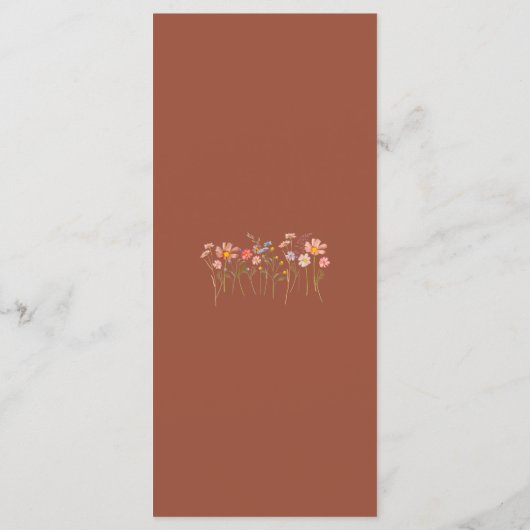 Boho Herfst Wilde Bloem Terracotta Roest Bruiloft Menu (Achterkant)