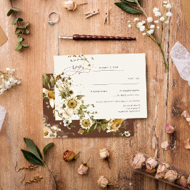 Boho Herfst Wilde Bloem | Terracotta Trouw RSVP Kaartje