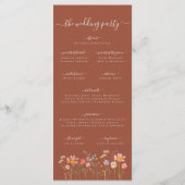 Boho Herfst Wilde Bloem Terracotta Trouwceremonie Menu (Achterkant)