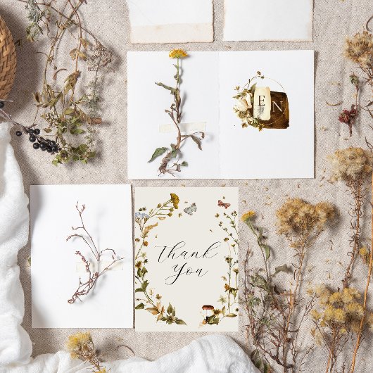 Boho Herfst Wilde Bloem | Trouw Dank Je Wel Bedankkaart