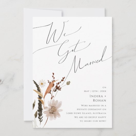 Boho Herfst Wilde Bloem | uitnodiging voor de inti (Voorkant)