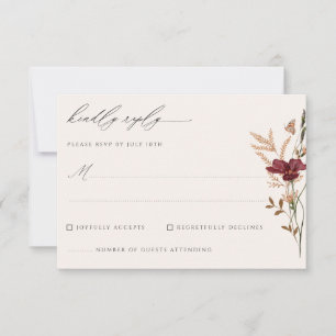 Boho Herfst Wilde Bloem Vintage Trouwen RSVP Kaartje