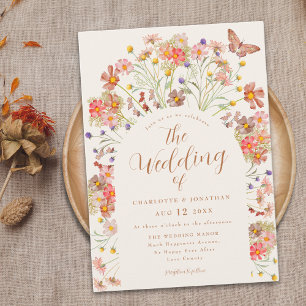 Boho Herfst Wilde Bloem Vlinder Bloem Bruiloft Kaart