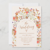 Boho Herfst Wilde Bloem Vlinder Bruiloft Kaart (Voorkant)