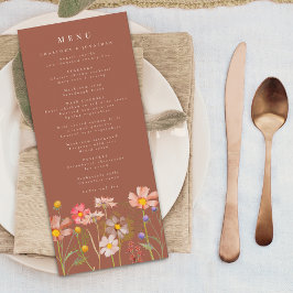 Boho Herfst Wilde Bloemen Bloemige Gebrande Sinaas Menu