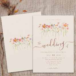 Boho Herfst Wilde Bloemen Bloemstuk Beige Terracot Kaart