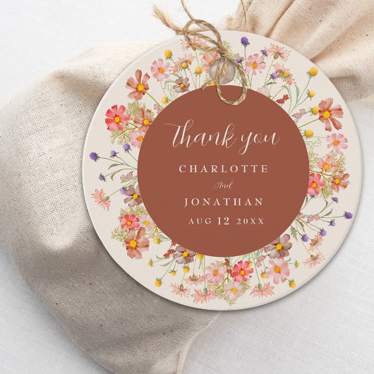 Boho Herfst Wilde Bloemen Bloemstuk Bruiloft Bedan Bedankjes Labels