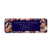 Boho Herfst Wilde Bloemen Bloemstuk Navy Blauwe Tr Etiket (Voorkant)
