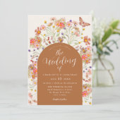 Boho Herfst Wilde Bloemen Bloemstuk Vlinder Bruilo Kaart (Staand voorkant)