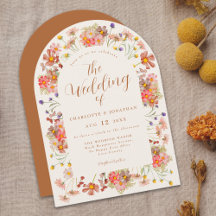 Boho Herfst Wilde Bloemen Boog Verbrand Oranje Tro