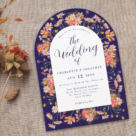 Boho Herfst Wilde Bloemen Boog Verbrand Oranje Tro Kaart