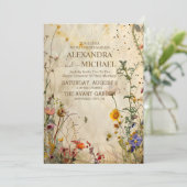 Boho Herfst Wilde Bloemen Bruiloft Details Kaart (Staand voorkant)