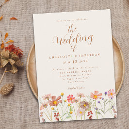 Boho Herfst Wilde Bloemen Bruiloft Kaart