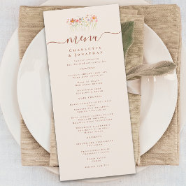 Boho Herfst Wilde Bloemen Bruiloft Menu