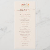 Boho Herfst Wilde Bloemen Bruiloft Menu (Voorkant)