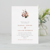 Boho Herfst Wilde Bloemen Bruiloft Roos Folie Uitnodiging (Staand Voorkant)