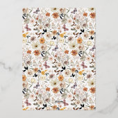 Boho Herfst Wilde Bloemen Bruiloft Roos Folie Uitnodiging (Achterkant)