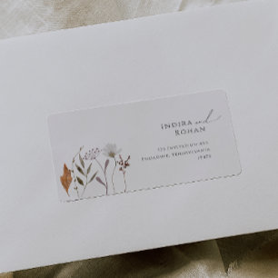 Boho Herfst Wilde Bloemen Bruiloft RSVP Retouradre Etiket