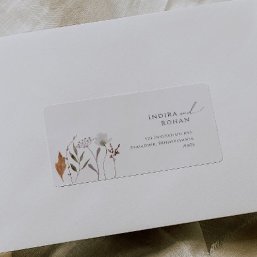 Boho Herfst Wilde Bloemen Bruiloft RSVP Retouradre Etiket