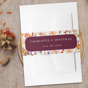 Boho Herfst Wilde Bloemen Burgundy Ivoor Crème Tro Uitnodigingen Wikkel