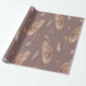 Boho Herfst Wilde Bloemen Cadeaupapier (Uitgerold)