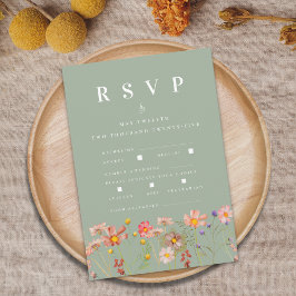 Boho Herfst Wilde Bloemen Maaltijd Opties Trouwdag RSVP Kaartje