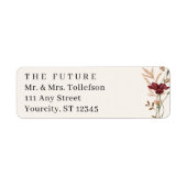 Boho Herfst Wilde Bloemen Trouw Retouradres Etiket (Voorkant)