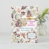 Boho Herfst Wilde Bloemen Trouw Uitnodiging (Staand voorkant)