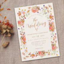 Boho Herfst Wilde Bloemen Verbrand Oranje Trouwdag