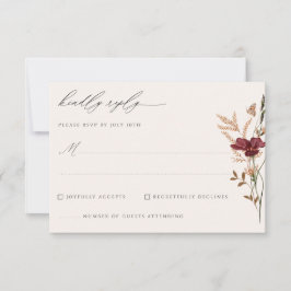 Boho herfst wilde bloemen vintage bruiloft RSVP kaartje