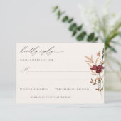 Boho herfst wilde bloemen vintage bruiloft RSVP kaartje (Staand voorkant)