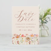 Boho herfst wilde bloemen weide foto trouwdag save the date (Staand voorkant)