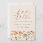 Boho-herfst-wilde-bloemenweide-huwelijk Save The Date (Voorkant)