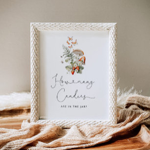 Boho herfst wilde paddenstoel hoeveel snoepjes poster