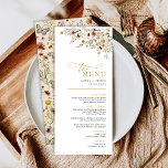 Boho Herfst Wildflower Achtertuin Bruiloft Menu Ka<br><div class="desc">Dit elegante ontwerp is voorzien van rustieke  wilde bloemen die elke gast zullen verrukken. De typografie is prachtig gemaakt met een mix van klassieke en moderne lettertypen,  waardoor de tekst gemakkelijk te lezen is en tegelijkertijd een vleugje elegantie en verfijning toevoegt.</div>