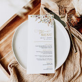 Boho Herfst Wildflower Achtertuin Bruiloft Menu Ka