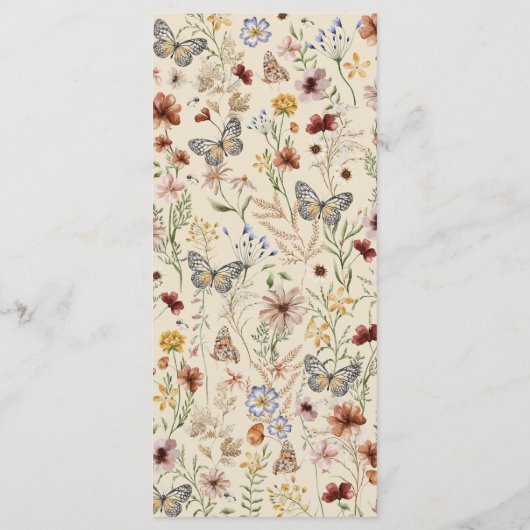 Boho Herfst Wildflower Achtertuin Bruiloft Menu Ka (Achterkant)