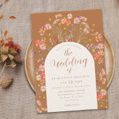 Boho Herfst Wildflower Arch Terracotta Wedding Kaart