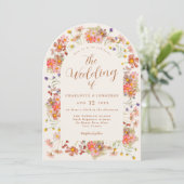 Boho Herfst Wildflower Arch Verbrand Sinaasappel b Kaart (Staand voorkant)