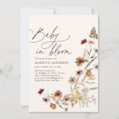Boho Herfst Wildflower Baby in Bloom Baby shower Kaart (Voorkant)