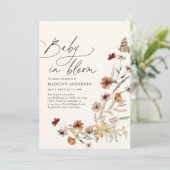 Boho Herfst Wildflower Baby in Bloom Baby shower Kaart (Staand voorkant)