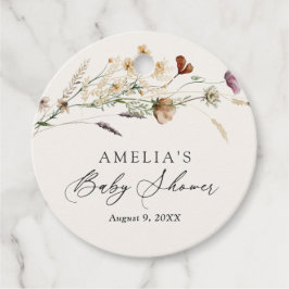 Boho Herfst Wildflower Baby shower Bedankjes Labels